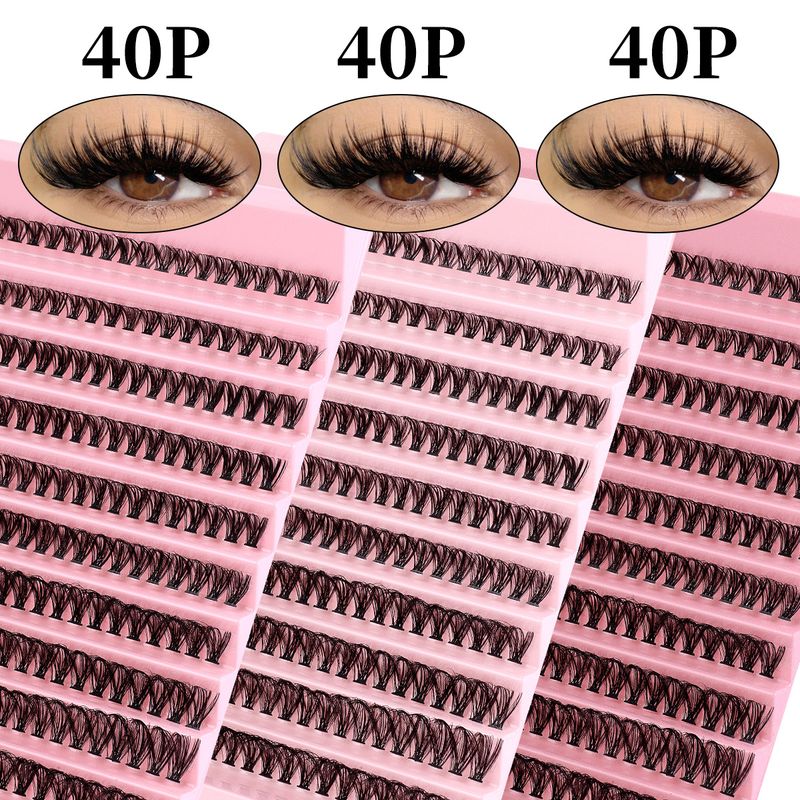 Faux cils segmentés en grappe unique, faux cils 30D 100D, naturels, épais, courbés en D, greffés_voghion.com