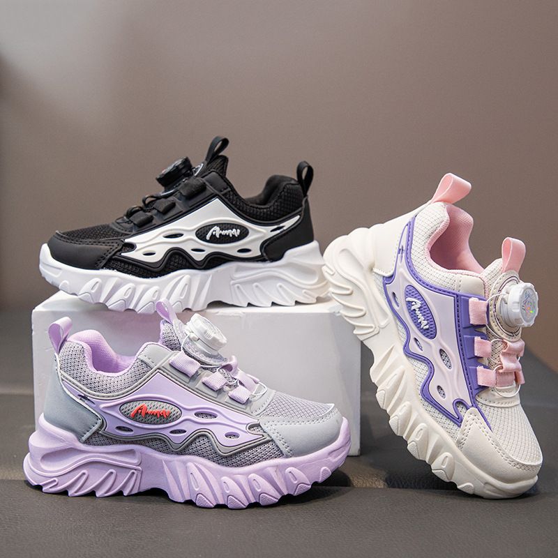 Scarpe da corsa per bambini autunno e inverno 2025, con bottone girevole per papà, scarpe da corsa per bambine, viaggi all'aperto per studenti_voghion.com