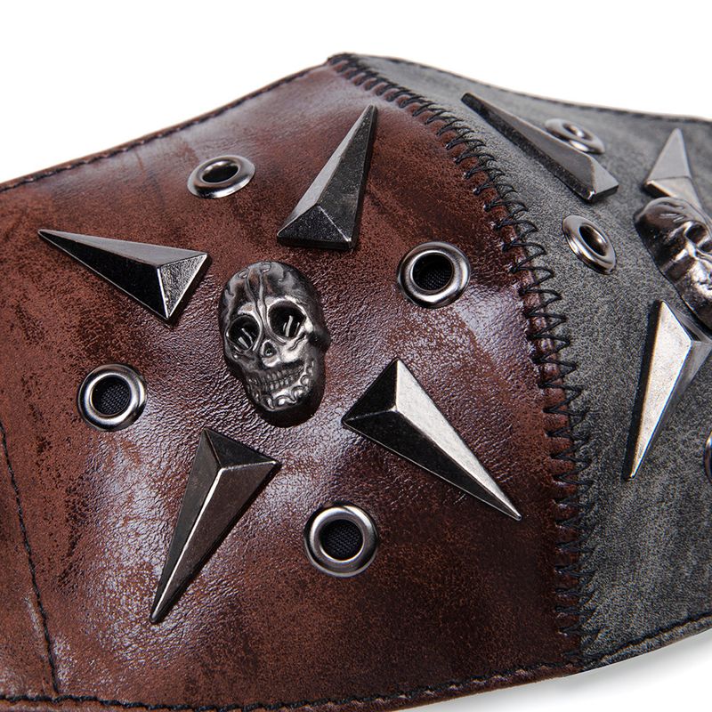 Punk Halloween PU Leather Protective With Filter Dustproof PM2.5 Haze Adult Face Mask_voghion.com