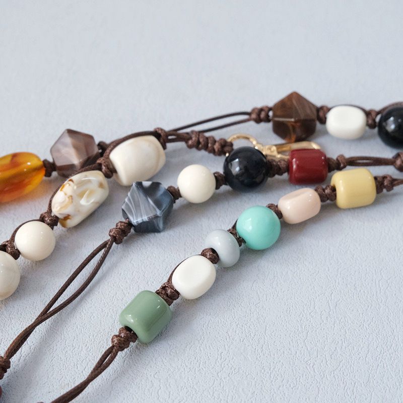 Acrylperlenschmuck Mode Perlenarmband Zubehör Schulter Crossbody Telefongurt Geflochtene Seiltasche Kette_voghion.com