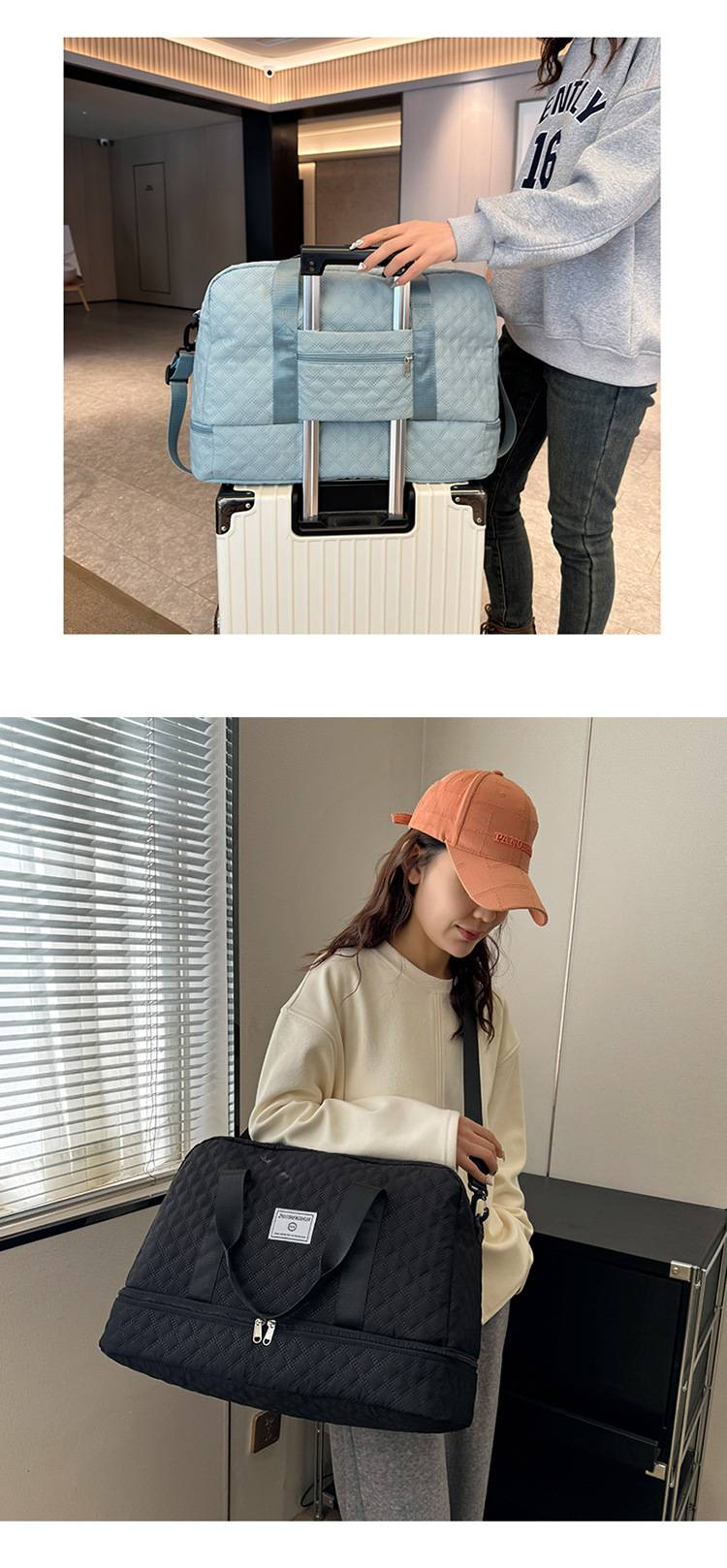 Designer fashion luggage Men's short-distance portable travel bag Women's multi-functional dry wet separation waterproof sports fitness bag_voghion.com