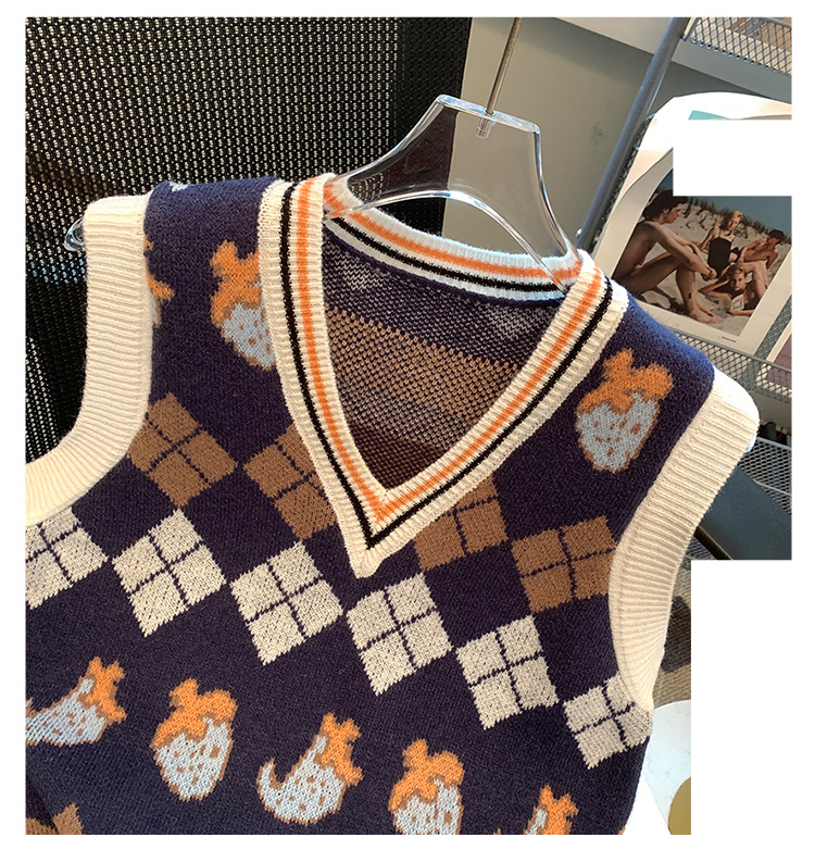 Damenbekleidung Vielseitige Pulloverweste Herbst und Winter neue V-Ausschnitt-Oberbekleidung ärmellose Weste Strickpullover Damen Pullover Top weiblich_voghion.com