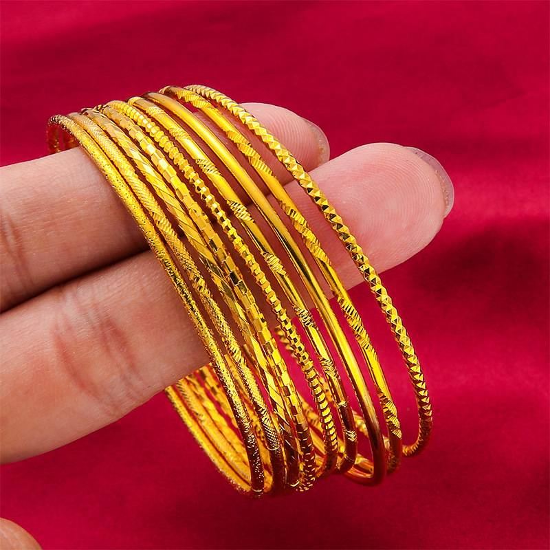 Gioielli e accessori Negozio di oro stesso stile Bracciale Sansheng fine III Anello in sabbia fine oro Vietnam Accessori moda Bracciale da donna_voghion.com