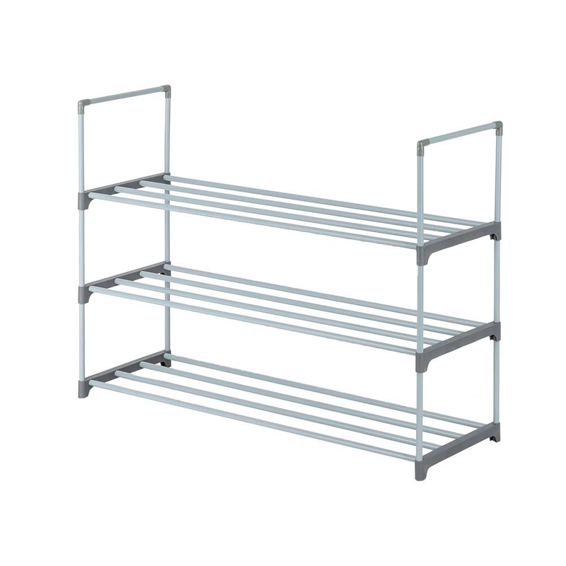 3-stufiger Schuhständer, Schuhturm, Regal, Aufbewahrungsorganisator für Schlafzimmer, Eingangsbereich, Flur, Schrank, grau_voghion.com
