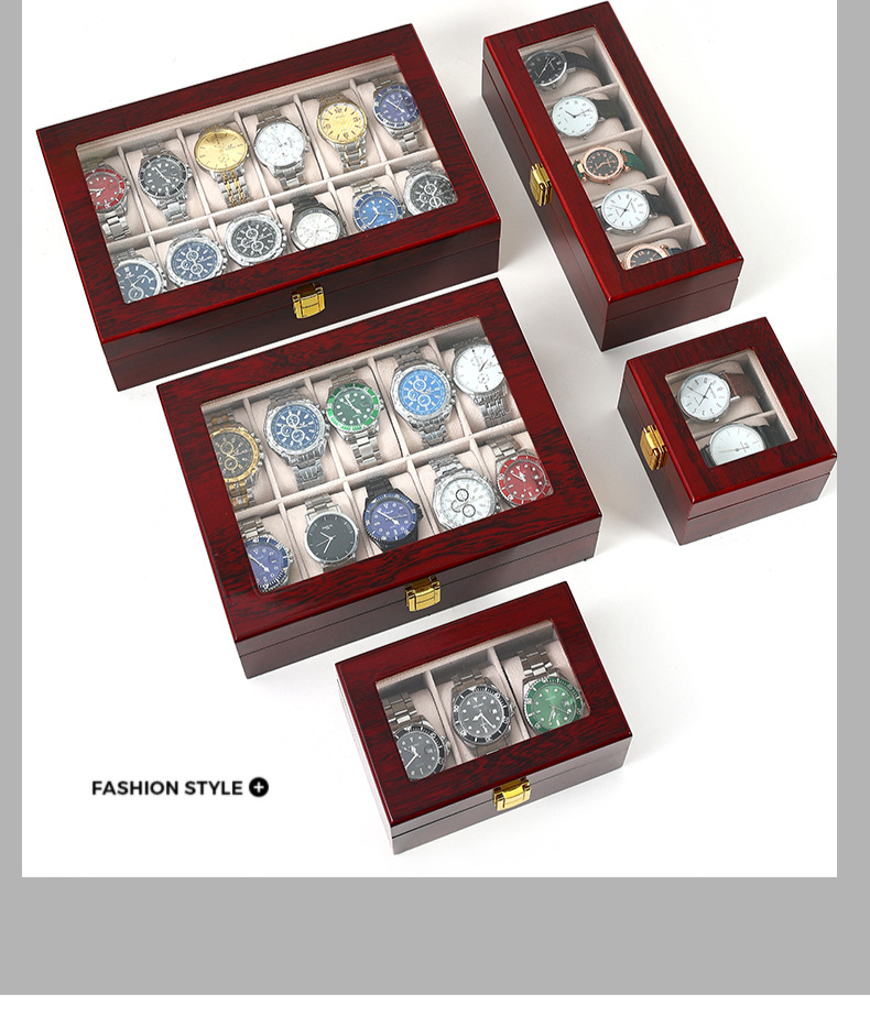 Uhrenaufbewahrungsbox Lackierte Uhrenbox Schmuckschatulle aus Perlenvlies Geschenkbox Staubdichte Aufbewahrungsbox für Herren- und Damenschmuck_voghion.com