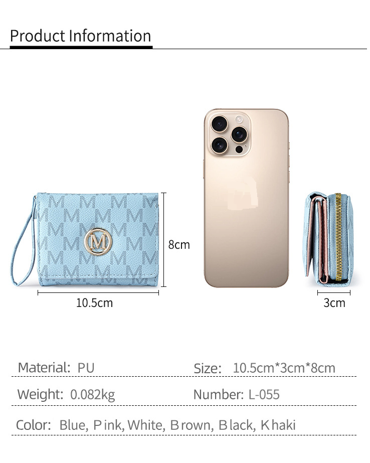 Wallet Women's Short Female Wallet Cross Border New Tri Fold Zipper Coin Purse Simple Fashion Old Pattern Card Bag_voghion.com