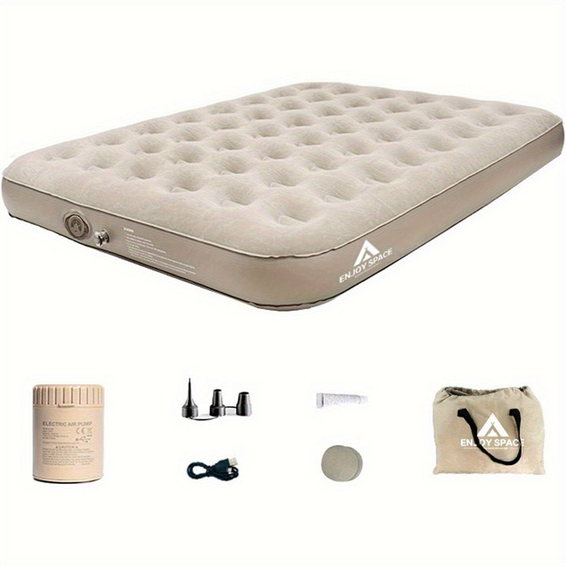 Cama autoinflable con bolsa de almacenamiento incorporada, colchón de aire elevado, colchón de aire elevado, cama de aire para acampar,_voghion.com