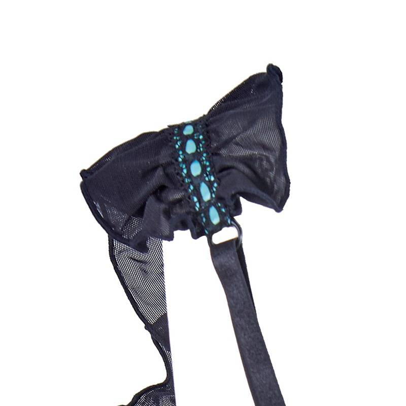 KOOSSO ASIS Soft Cup Mesh BRALETTE No Steel Ring Open Chest Crotch Front Strap Bra Sexy Lingerie Set_voghion.com