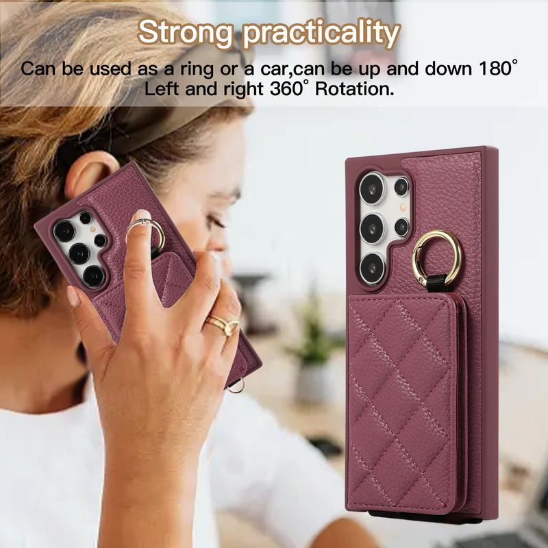 Suitable For Samsung S25 Ultra Crossbody Mobile Phone Case Card Insertion S24 S25 Edge Small Card Holder Protective Cover_voghion.com