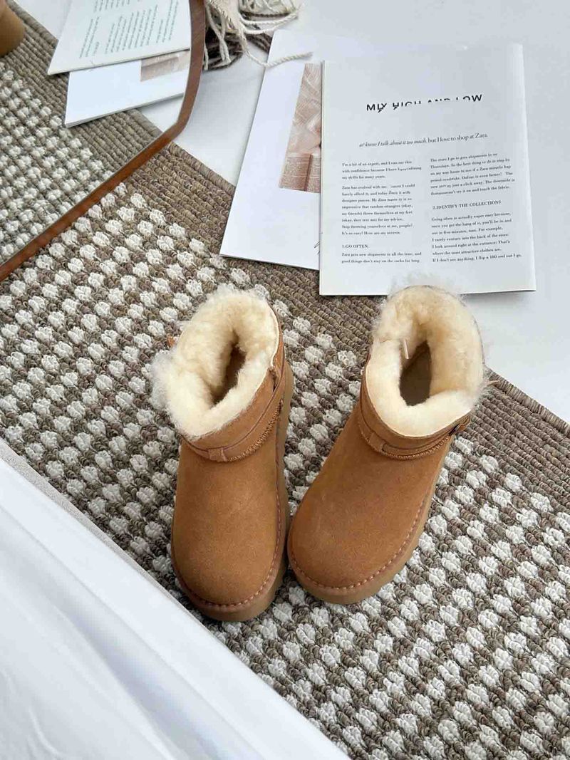 Kostenloser Versand frauen Plattform Anti-Slip Schnee Stiefel 2025 Herbst Winter Neue Design Pelz-Gefüttert Dicke Warme baumwolle Stiefel Braun_voghion.com