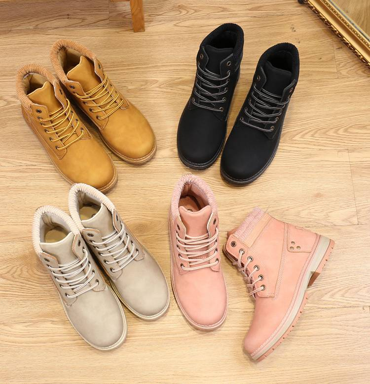 Women's Winter Lined Martin Boots – Waterproof PU Leather Mid-Calf Boots With Rubber Sole, Slip-Resistant & Warm, Fashionable Round-Toe Work Boots_voghion.com