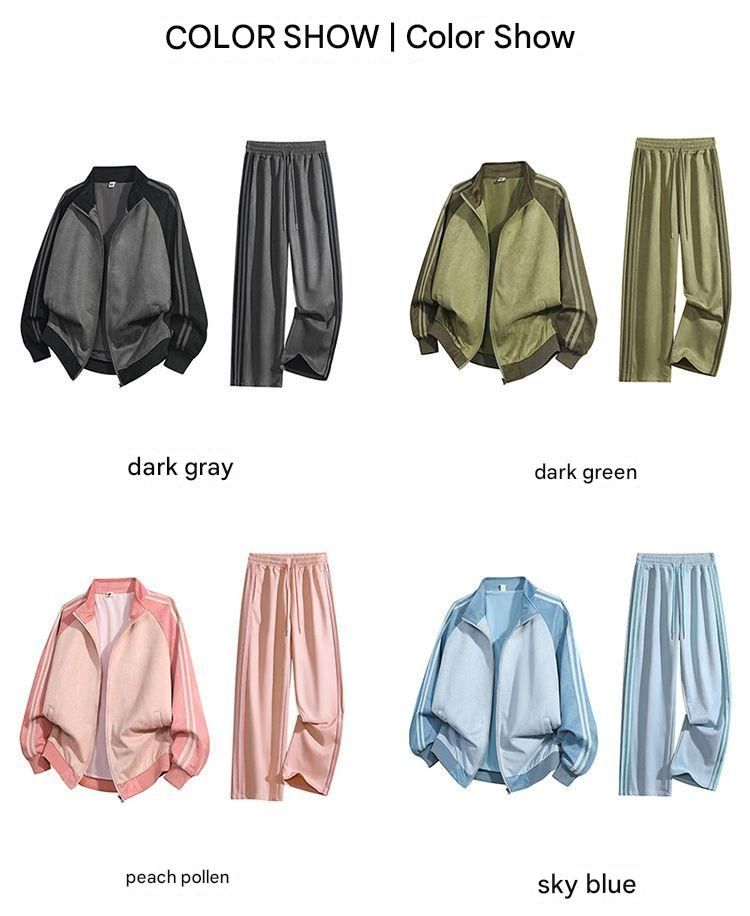 Men's Clothing Unisex Suede-Like Track Jacket - Oversized College Style Coat (His & Hers Matching Set)_voghion.com