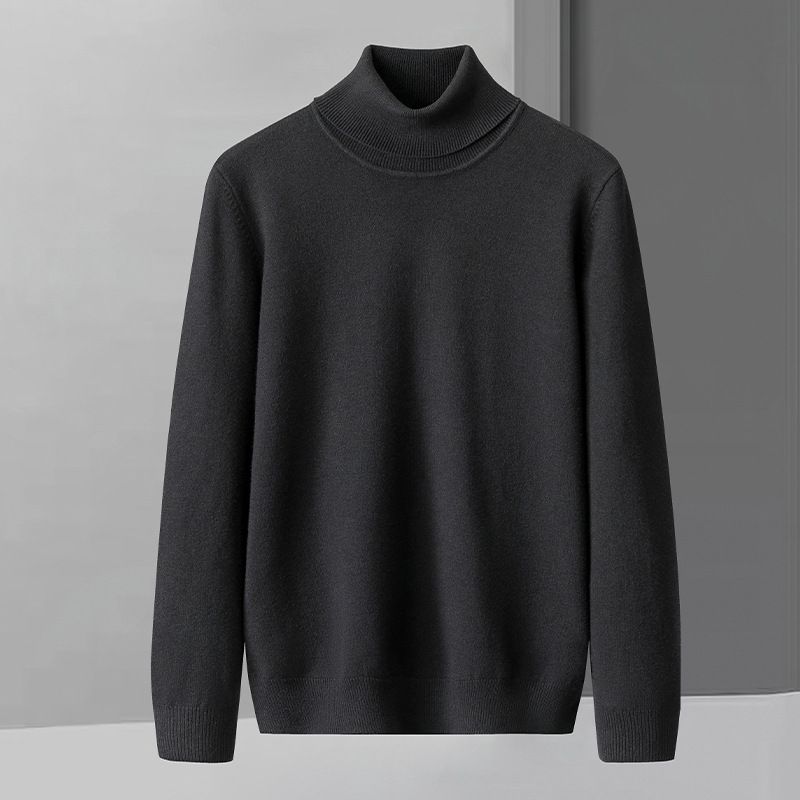 Herren-Pullover aus hochwertiger Wollmischung – Amerikanischer Stil, lockere Passform, weich und warm, Rundhals-/Rollkragenpullover, einfarbige Freizeitstrickware für Herbst und Winter_voghion.com