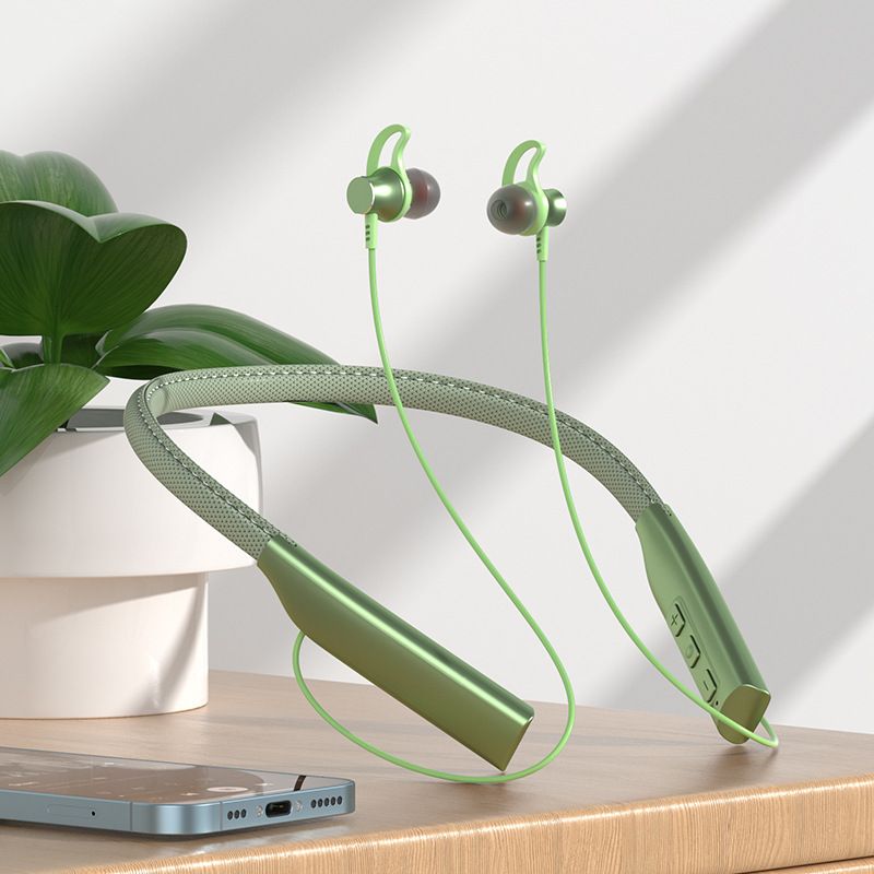 High-Quality Leather Neckband In-Ear Metal Wireless Bluetooth Earphones Ultra-Fast Charging Long Battery Life For Gaming No Lagging_voghion.com