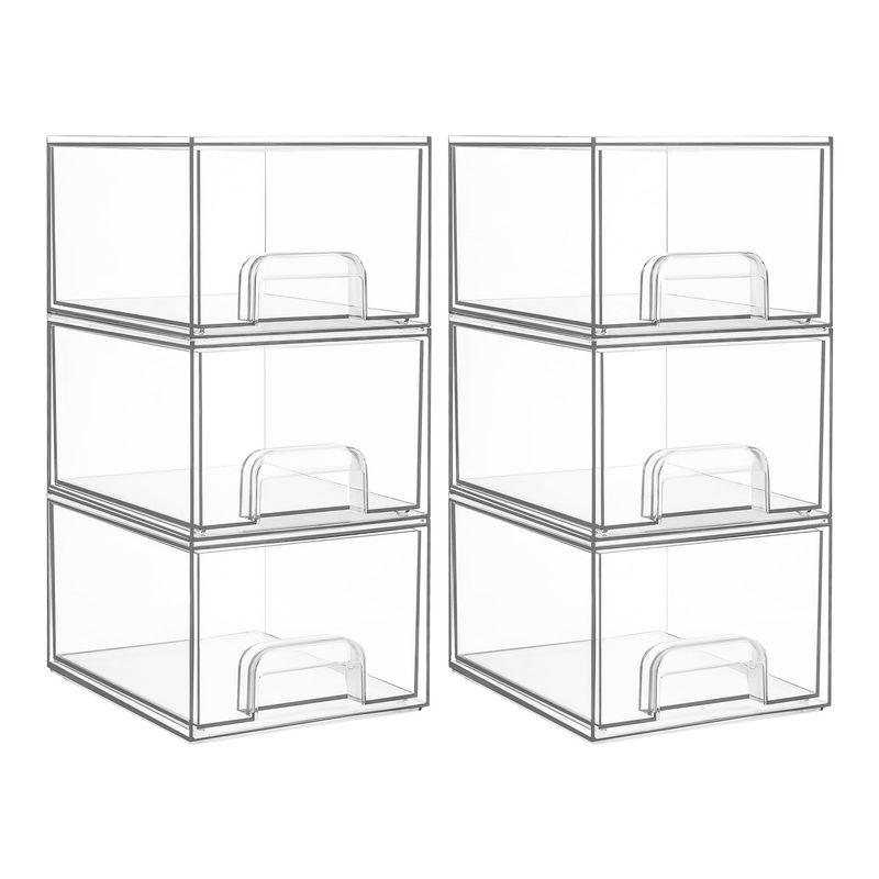 Schubladen-Organizer aus Acryl – 3-stufige, transparente Schreibtisch-Vitrine für Make-up, Schmuck und Bürobedarf (stapelbar, kratzfest)_voghion.com