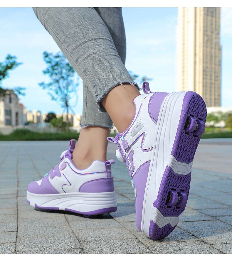 Children's Shoes New Style Running Shoes Boys And Girls Students Four Wheel Roller Skates Adult Double Wheel Deformation Skating Wheel Flying Shoes_voghion.com