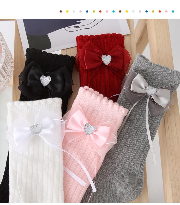 Ubranka dla małych dziewczynek długie skarpetki niemowlęce kokardki z kokardką zapachową małe_voghion.com