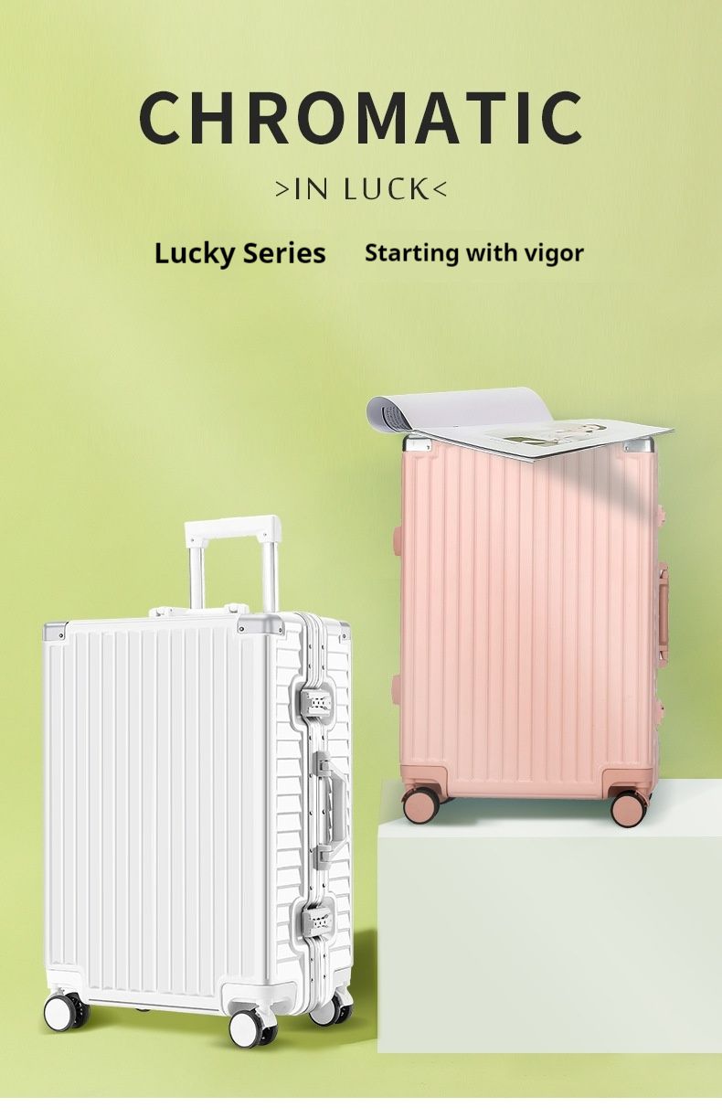 Luggage aluminum frame pull rod luggage universal wheel new password travel boarding box 24 female sex_voghion.com