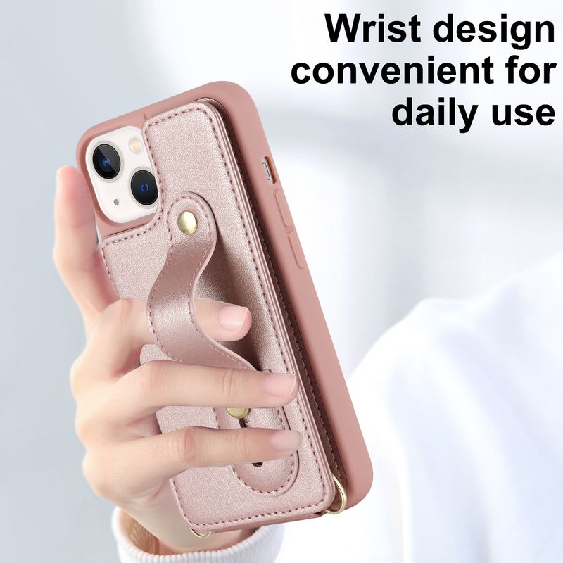 Étui bandoulière multifonctionnel en cuir TechGlobe pour iPhone 15, compatible avec iPhone 16, iPhone 14, 13 et Samsung._voghion.com