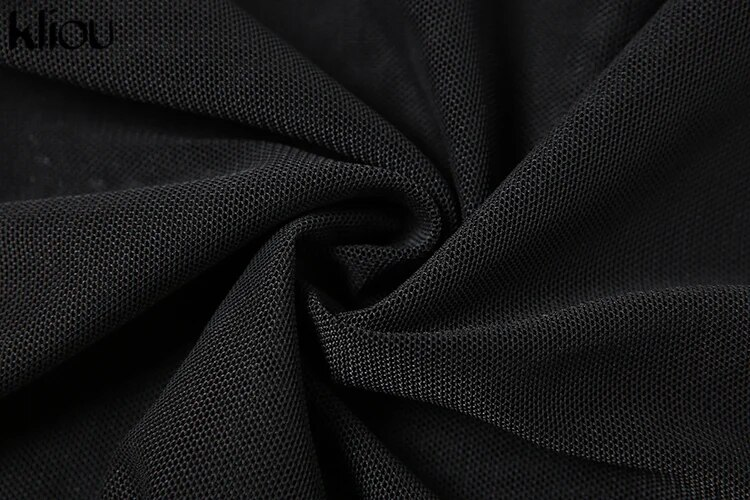 Kliou Vestido Maxi de Malha Elegante Transparente Feminino Hipster Manga Completa Sem Costas Modelando o Corpo Robe Deslumbrante Vestido Feminino para Noite_voghion.com