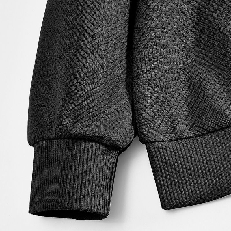 Herrenbekleidung Herbst und Winter schwerer Jacquard langärmeliger Reversreißverschluss lockerer Freizeitpullover für Herren_voghion.com