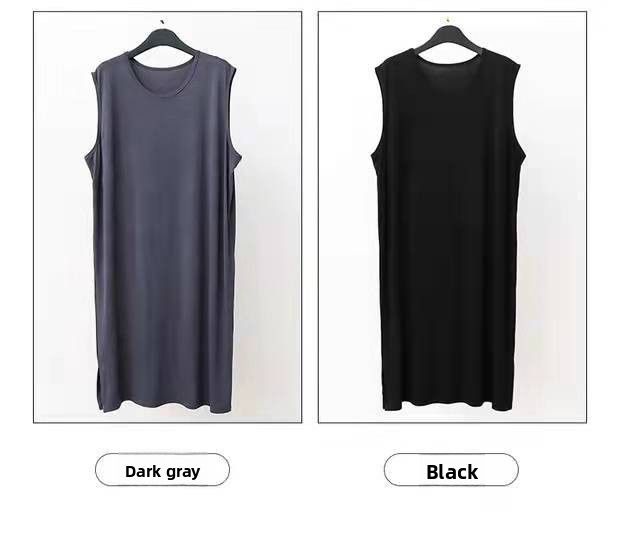Herren Nachthemd aus Modal, langes Kleid, locker, bequem, Loungewear, Bademantel, XXXL_voghion.com