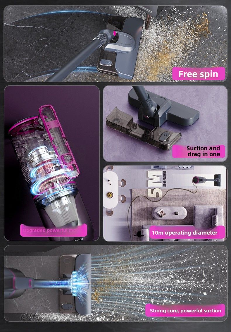 Vacuum Cleaner Household Large Suction Wireless Handheld Strong Suction Carpet Cat Hair Pet Suction And Drag Integrated Vacuum Cleaner_voghion.com