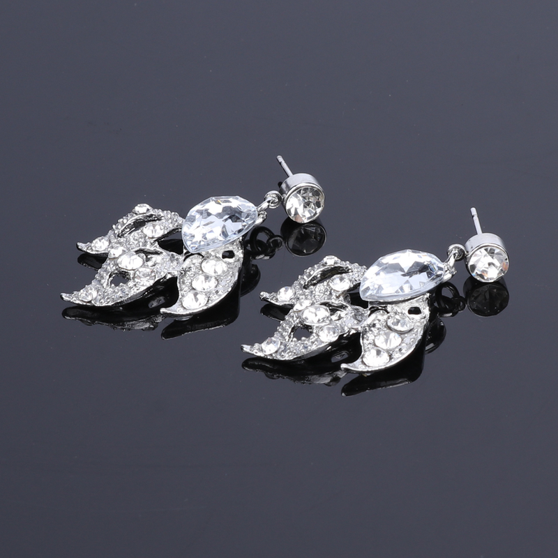 Set di bigiotteria da donna, da sposa, con strass, in cristallo, con collana di fiori e orecchini, per feste_voghion.com