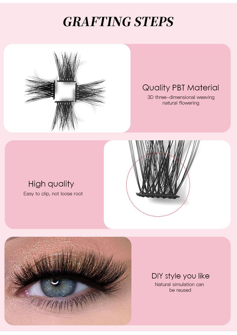 Sprzedaż międzynarodowa, 140 kępek sztucznych rzęs w kształcie litery D, europejskich i amerykańskich, pojedyncze kępki, naturalne, duża pojemność, rzęsy segmentowane, przeszczepiane, DIY_voghion.com