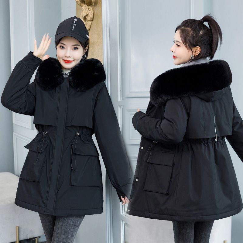 Women's Clothing Parka Women's Detachable Liner One Coat Three Wear Winter Coat Fur Collar Mid Length Cotton Parka_voghion.com