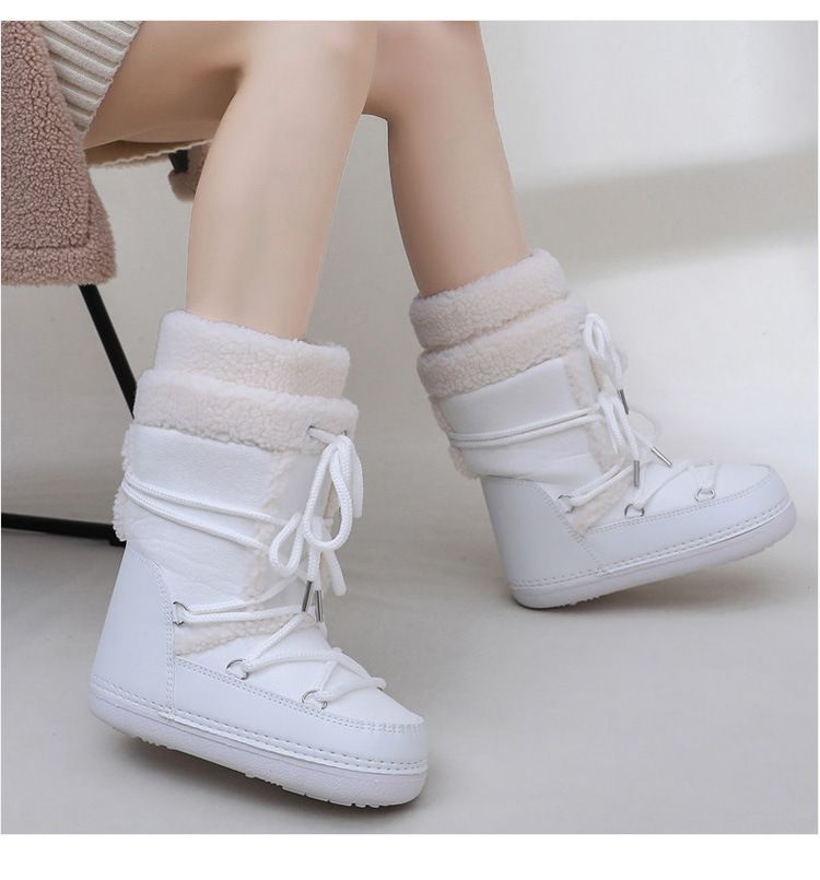 Lamb Wool High Tube Suede Space Boots Women's Ski Boots Warm_voghion.com