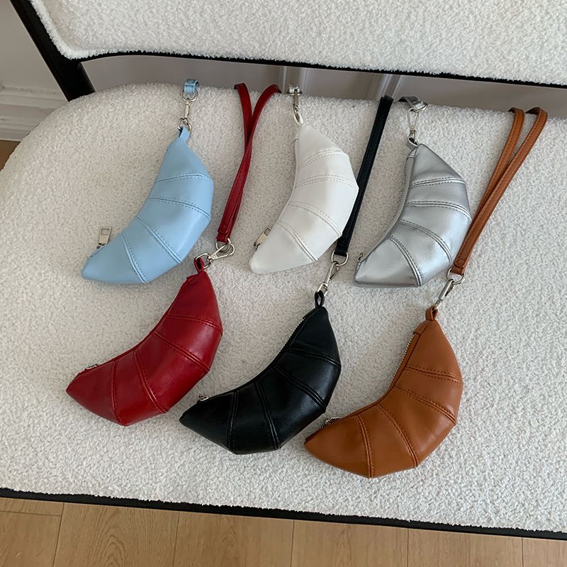 Neckholder-Geldbörse, süßes Croissant-Design, Nischen-Mini-Umhängetasche, Lippenstift, Kopfhörer, kleine Tasche_voghion.com