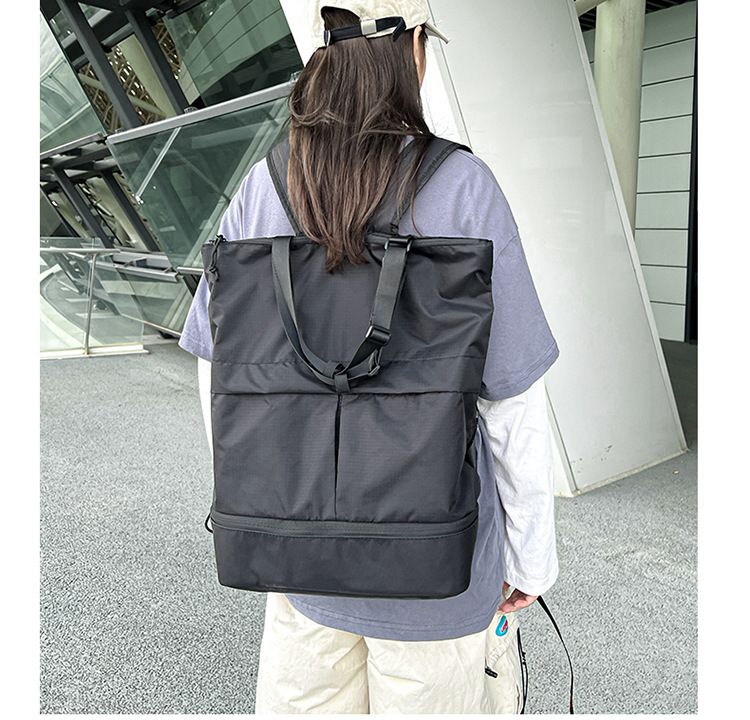 Zaino per uomini e donne Borse da trasporto per pendolari Borsa a spalla singola tinta unita Zaino in nylon antispruzzo di grande capacità Alla moda_voghion.com