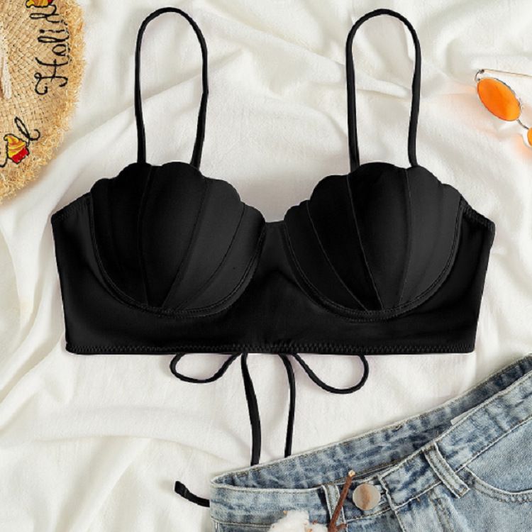 Verve 2025 - Bikini a conchiglia tinta unita con ferretto, push-up, sexy, con spalline, top singolo_voghion.com