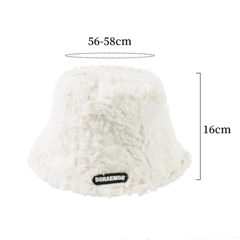Autumn Winter Plush Bucket Hat Women Thicken Warm Fisherman Hats Korean Version Fashion Sunscreen Basin Caps 2024 New_voghion.com