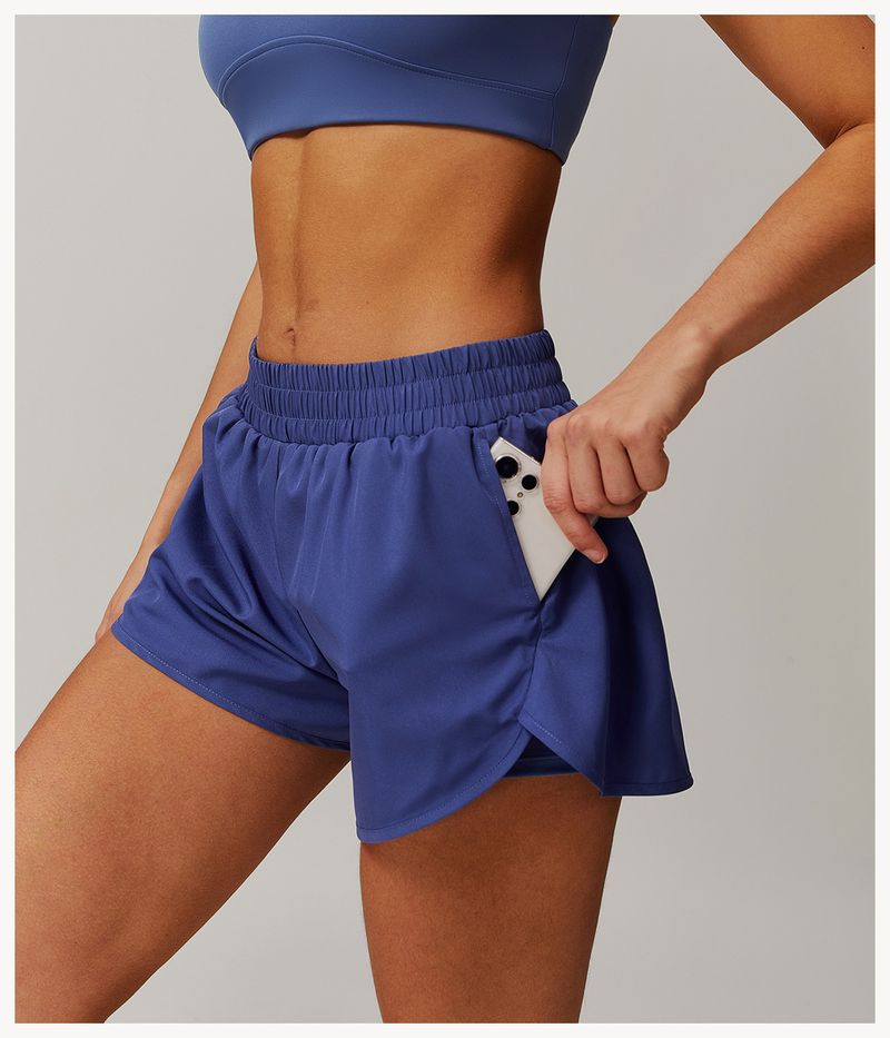 Pantaloncini da yoga a vita alta con fodera integrata, pantaloncini da allenamento traspiranti ad asciugatura rapida per donna, pantaloncini da corsa senza cuciture con design che solleva i glutei_voghion.com