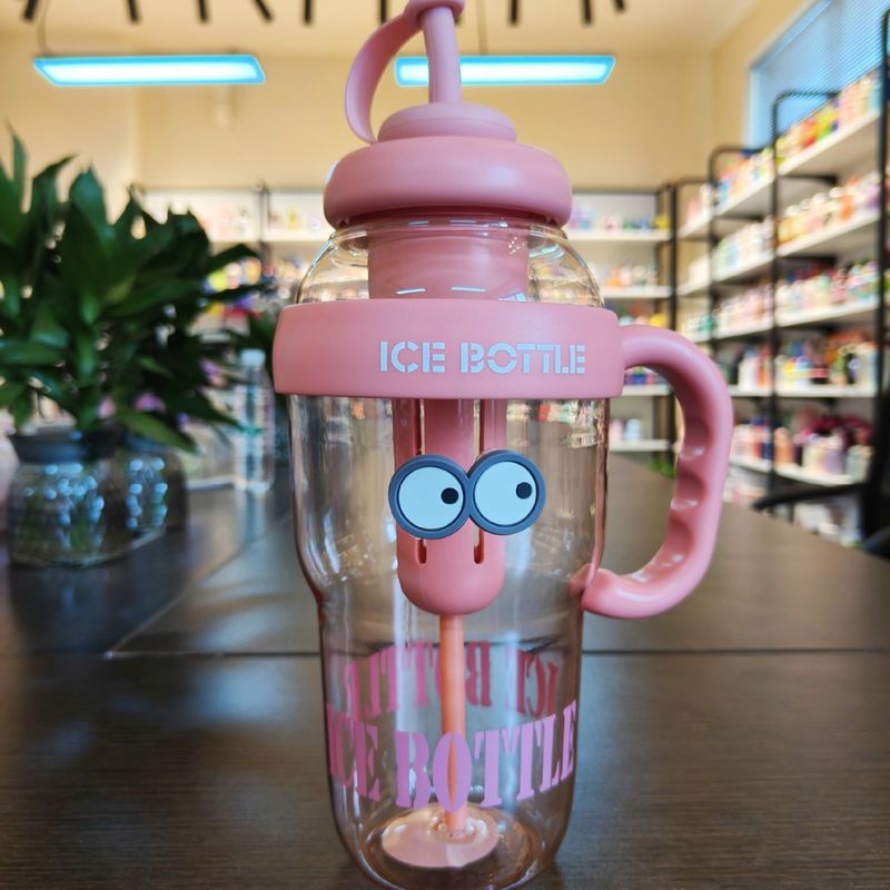 Gobelet à eau géant, simple et de grande capacité, avec poignée et paille, idéal pour l'été et les infusions florales._voghion.com