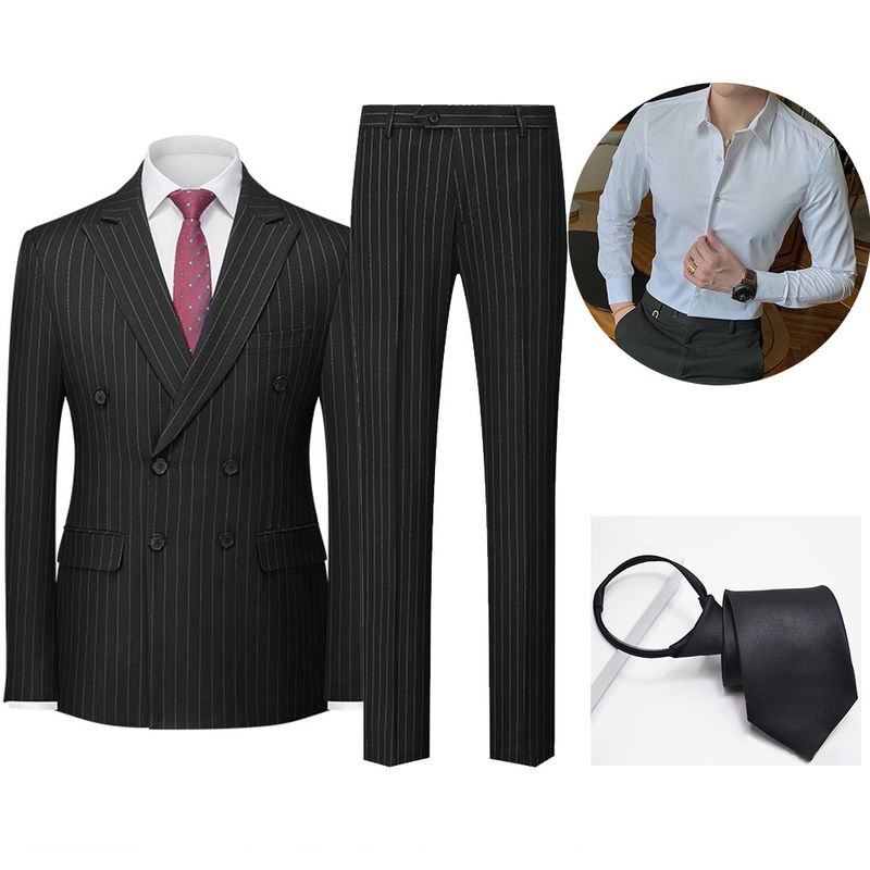 Completo da uomo a righe, due pezzi, con doppio spacco, taglie forti, CT Autumn New_voghion.com