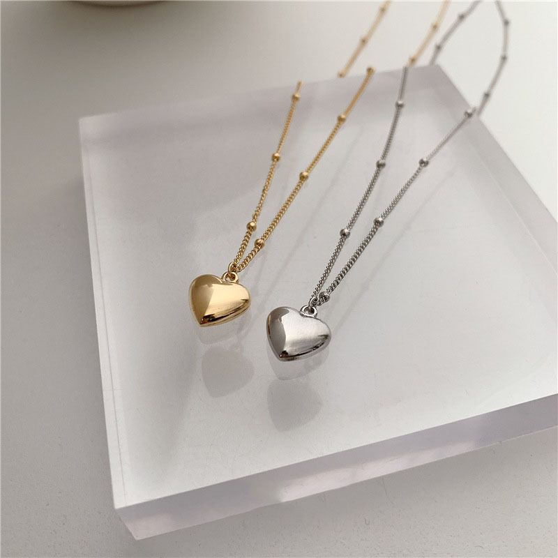 New Couple Cross Edge Geometric Heart Pendant Artificial Luxury Charm Simple Cute Love Necklace Jewelry_voghion.com