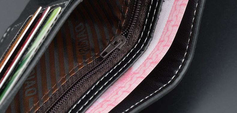 Cartera para hombre, cartera informal de moda con varias tarjetas cortas para hombre, cartera suave horizontal delgada de tres pliegues para hombre_voghion.com