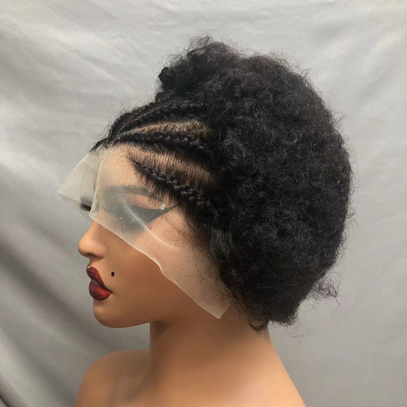 100% cabello humano 13*4 diadema de encaje trenzas de cabello humano tejidas a mano cabello afro esponjoso transpirable y no tapado_voghion.com