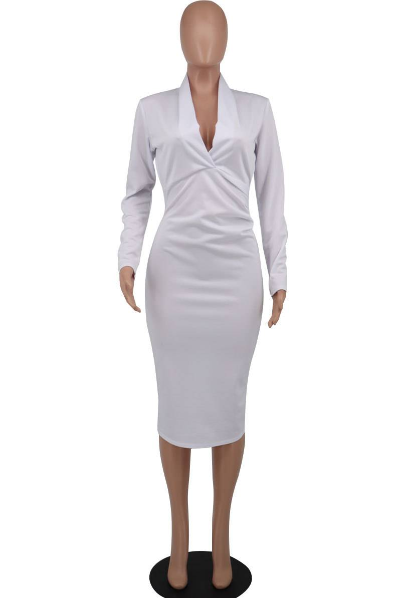 Modisches, sexy, langes, ärmelloses Wickelkleid für Damen mit tiefem V-Ausschnitt_voghion.com