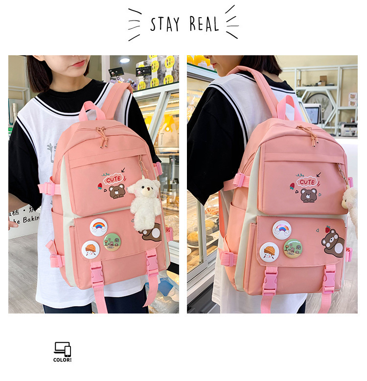 Elementary School Bag Five-piece Set Women's Lightweight Cute Bag Student Backpack Girls' Backpack_voghion.com
