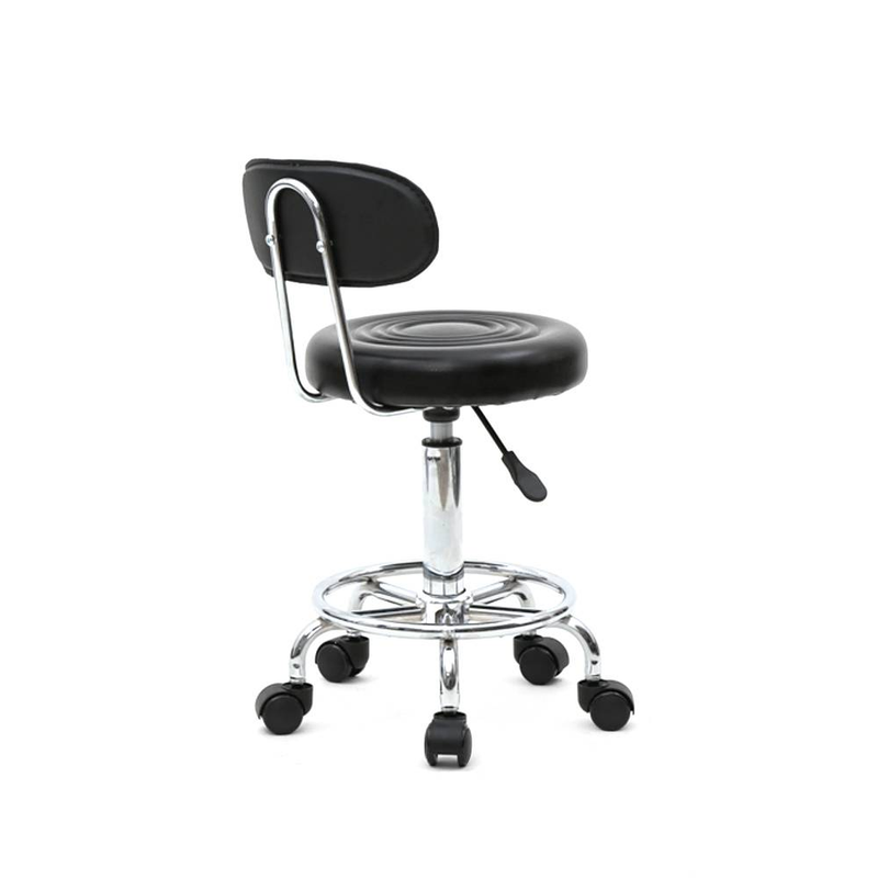 Verstellbarer Salonhocker in runder Form mit Rückenlehne und Linie in Schwarz_voghion.com