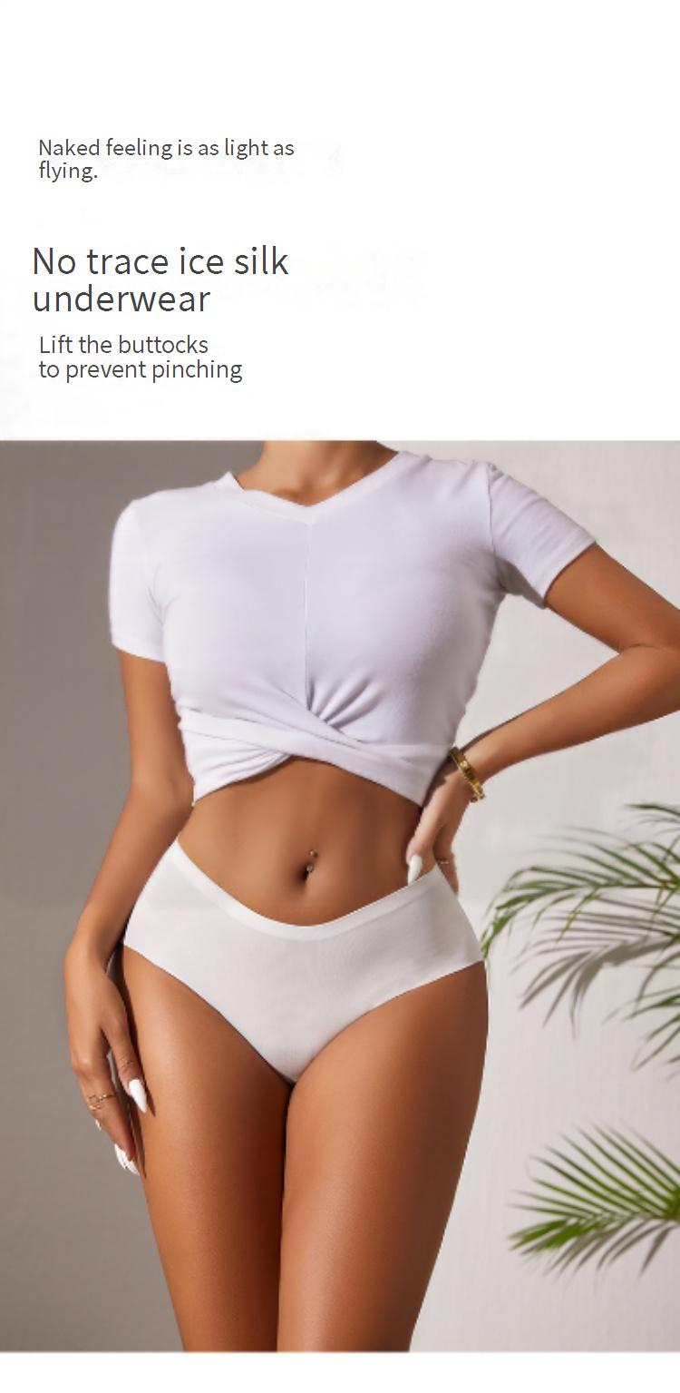 Women's Intimates Sports Hip Lifting Women's Underwear Comfortable Hem Waist And Abdomen Ice Silk Large Size Seamless Briefs_voghion.com