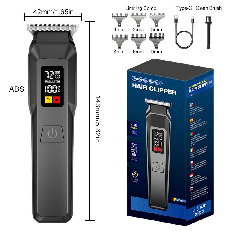 Professional Waterproof Cordless Hair Clipper For Men & Pets - Rechargeable Titanium Alloy Blade, Fast Charging, Low Noise, Home & Salon Use_voghion.com