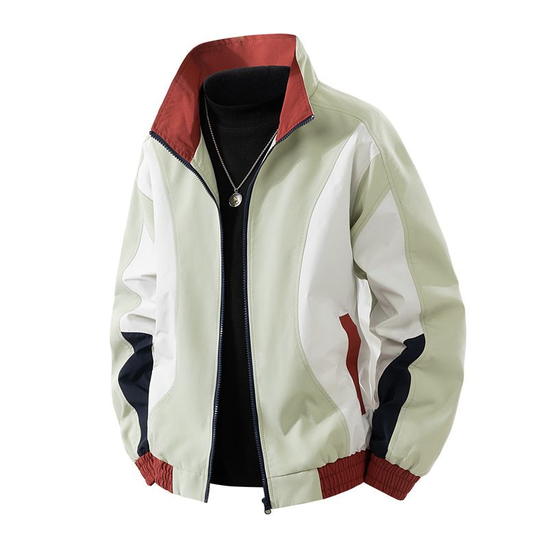 Men's Clothing Stand Collar Unisex Water-Resistant Work Jacket With Stand Collar - Trendy & Versatile Spring/Fashion Outerwear (Khaki, Navy)_voghion.com