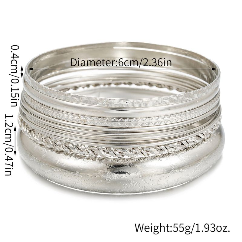 Geometrische Metallarmbänder im Internet-Promi-Stil für Damen, modisches Bohemian-Retro-Armbandset mit 10 Teilen_voghion.com