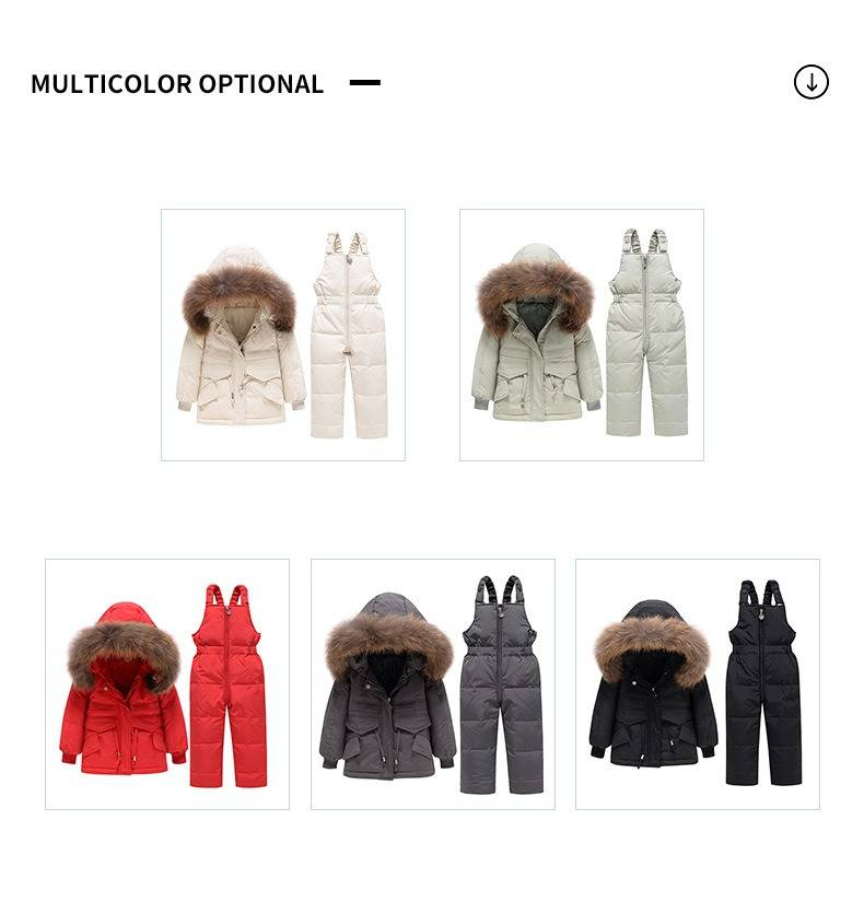 Warm Baby Winter Outfit Set - Hooded Down Jacket & Pants For Boys & Girls 1-5 Years, Soft Polyester, Machine Washable (Red/Beige)_voghion.com