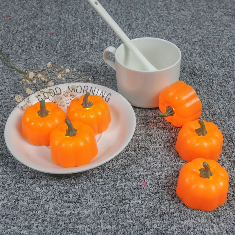 Halloween LED Pumpkin Lantern Set - 12pcs Battery-Operated Flameless Candles, Flickering Warm White Glow, Spooky Decor For Party, Porch & Indoor_voghion.com